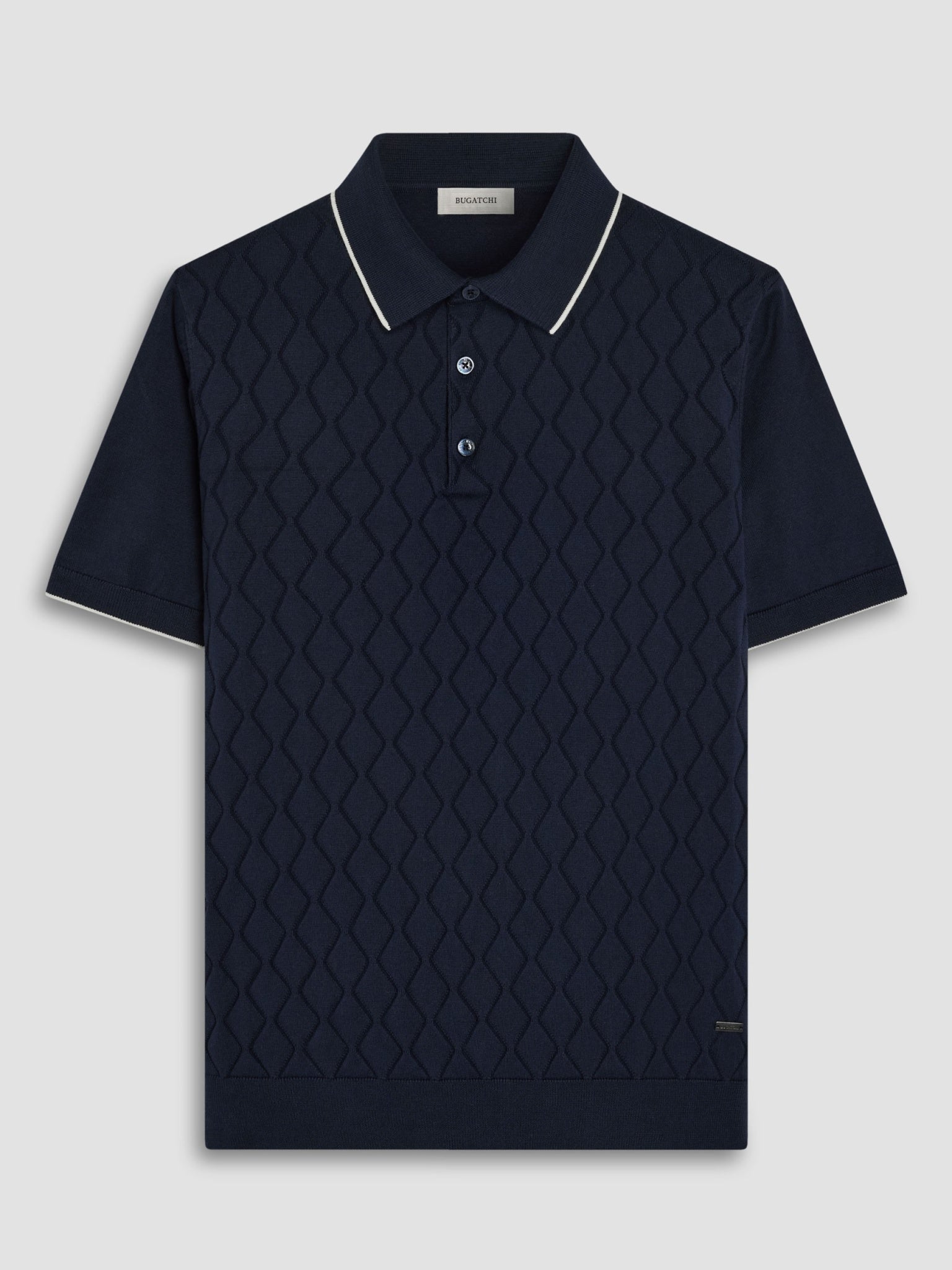 Bugatchi S/S Argyle Polo Sweater, Navy | Mondo Uomo Naples FL