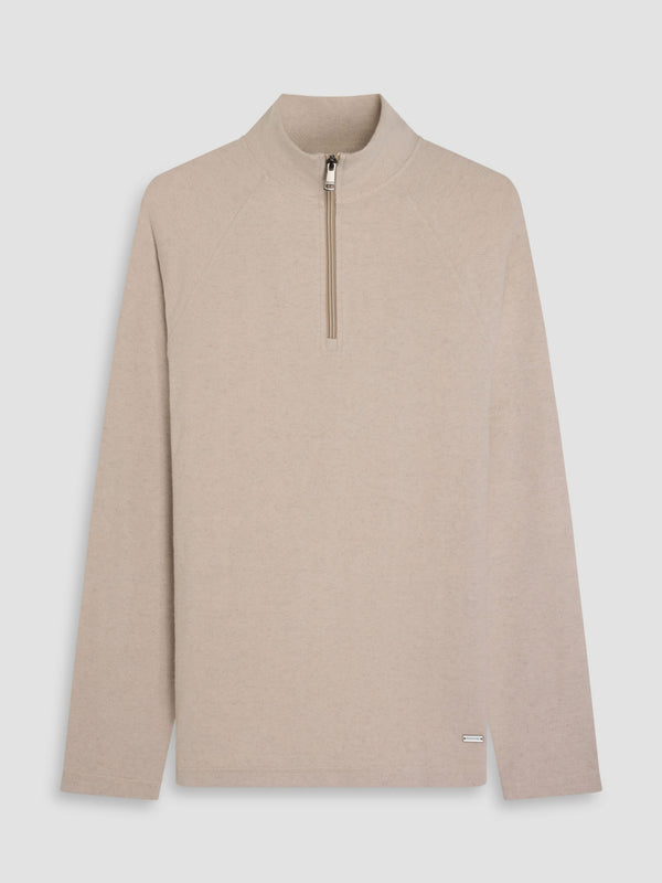 Bugatchi L/S Quarter-Zip Knit, Limestone