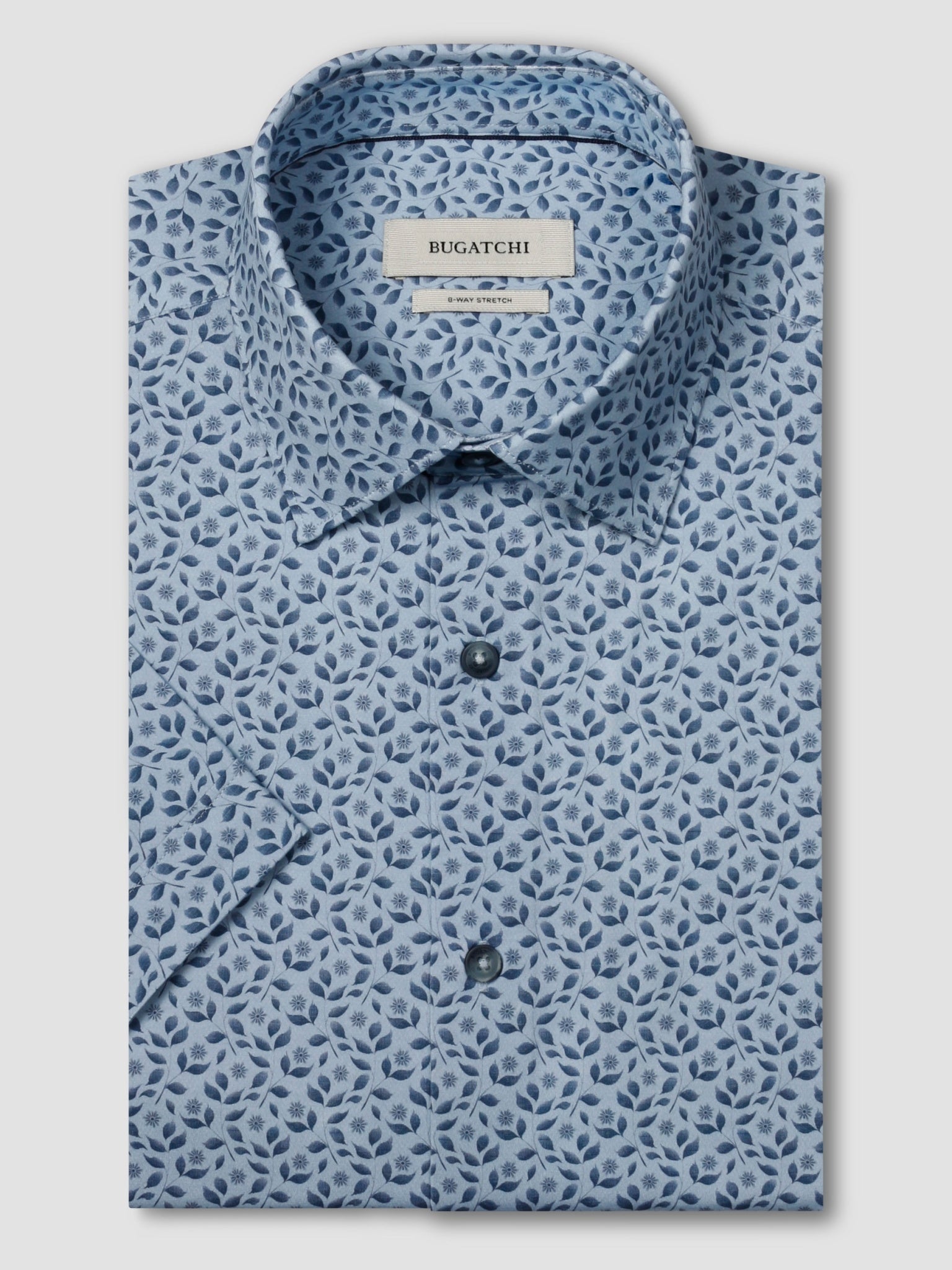 Bugatchi Ooohcotton S/S Miles Shirt, Hazy Blue | Mondo Uomo Naples FL