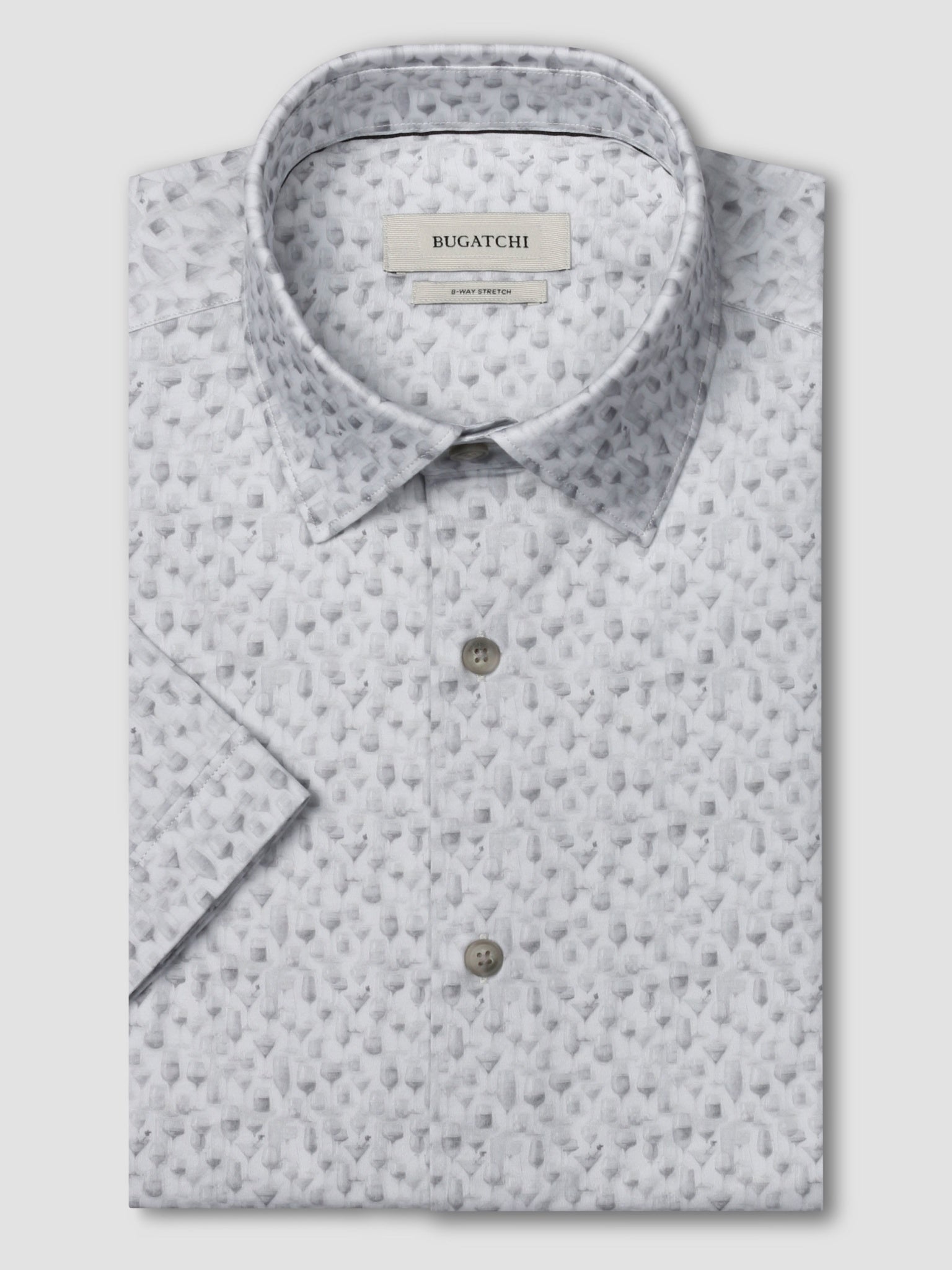 Bugatchi Ooohcotton S/S Miles Shirt, Platinum | Mondo Uomo Naples FL