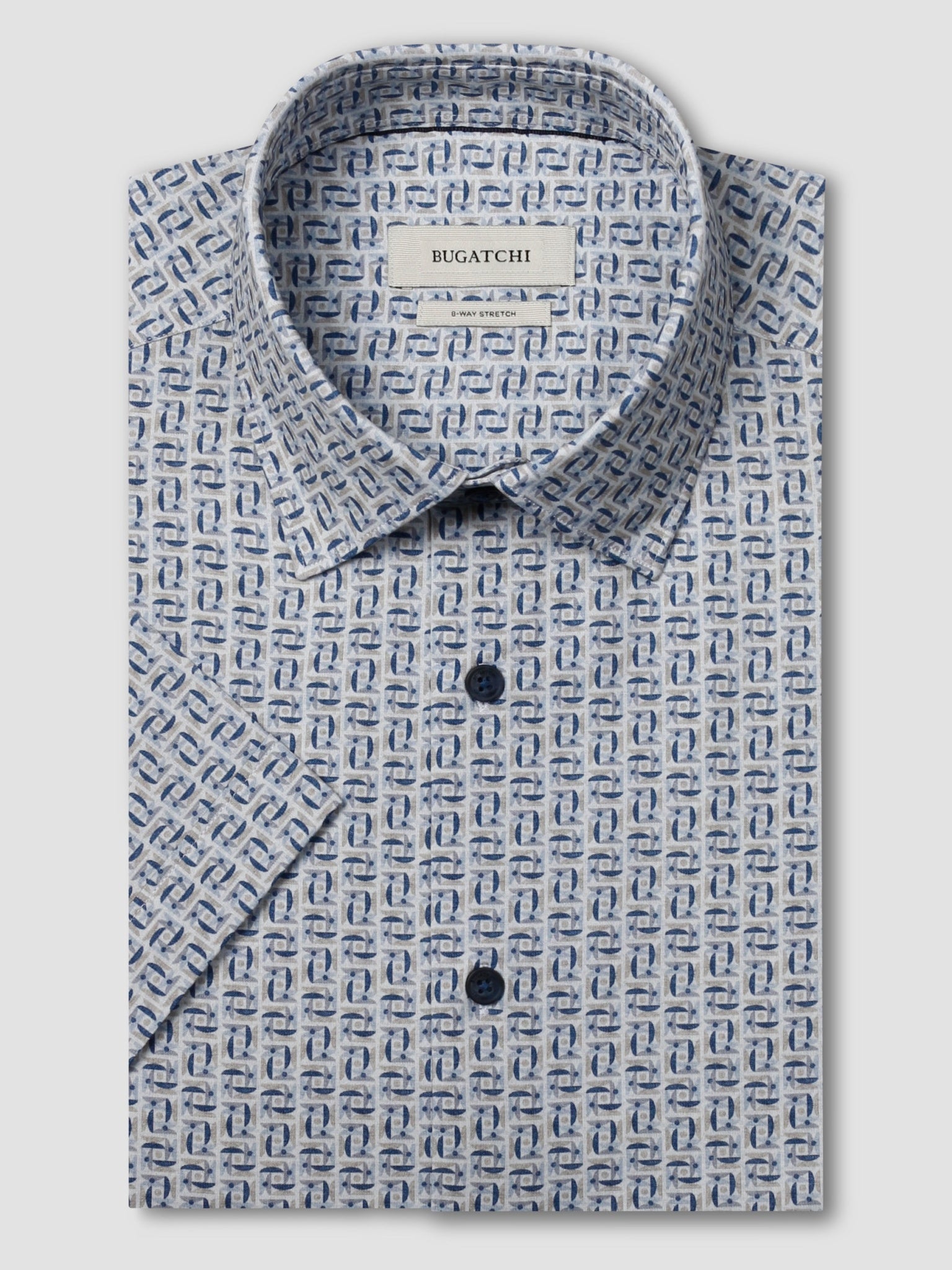 Bugatchi Ooohcotton S/S Miles Shirt, Marine Blue | Mondo Uomo Naples FL