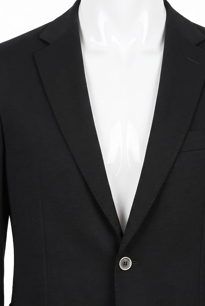 Sixty One Reda Wool & Cashmere Sport Coat, Black – lapel and fabric detail