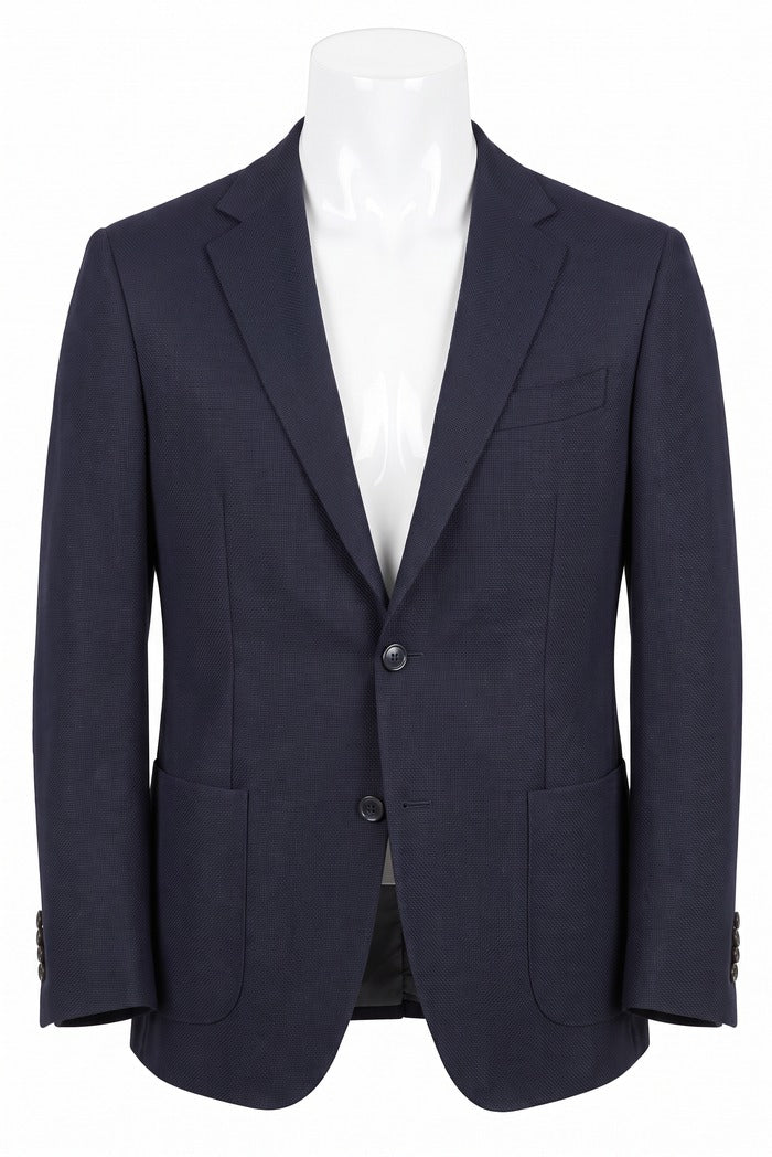 Sixty One Vitale Barberis Basketweave Sport Coat, Navy – front view | Mondo Uomo, Naples, Florida
