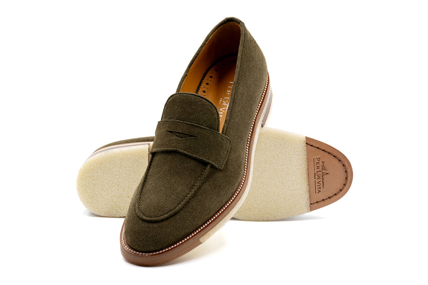 Martin Dingman Tuscan Penny Loafer, OLIVE – view 2