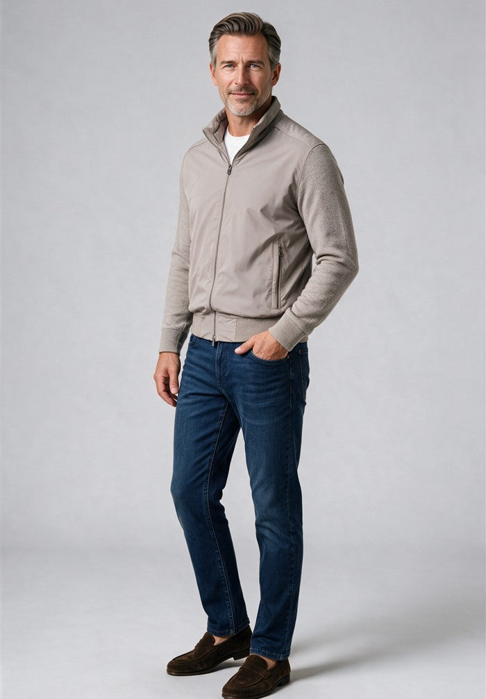 Paul & Shark Typhoon Platinum Wool Hybrid, Beige — worn with denim