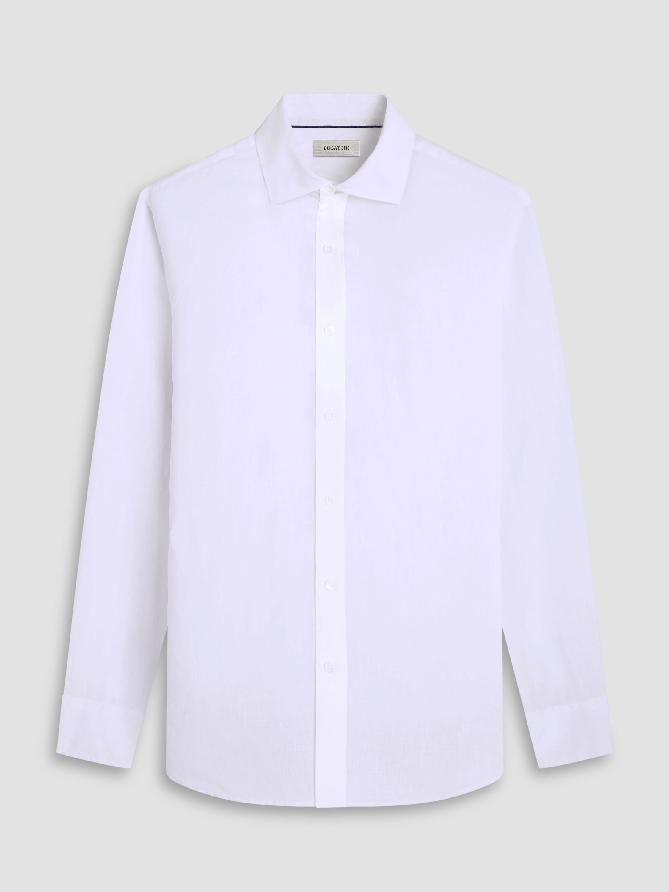 Bugatchi L/S Linen Shirt, White