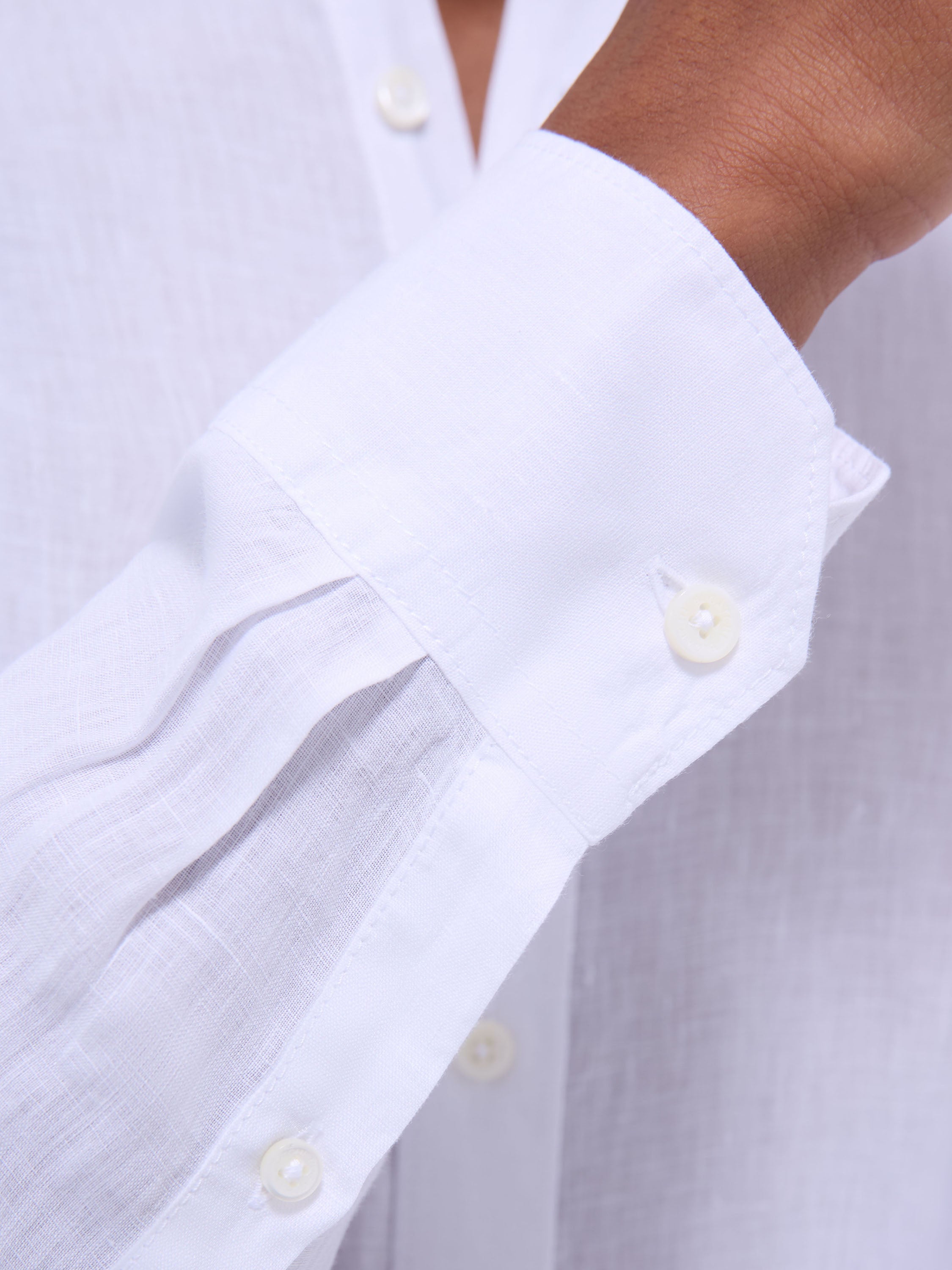 Bugatchi L/S Linen Shirt, White