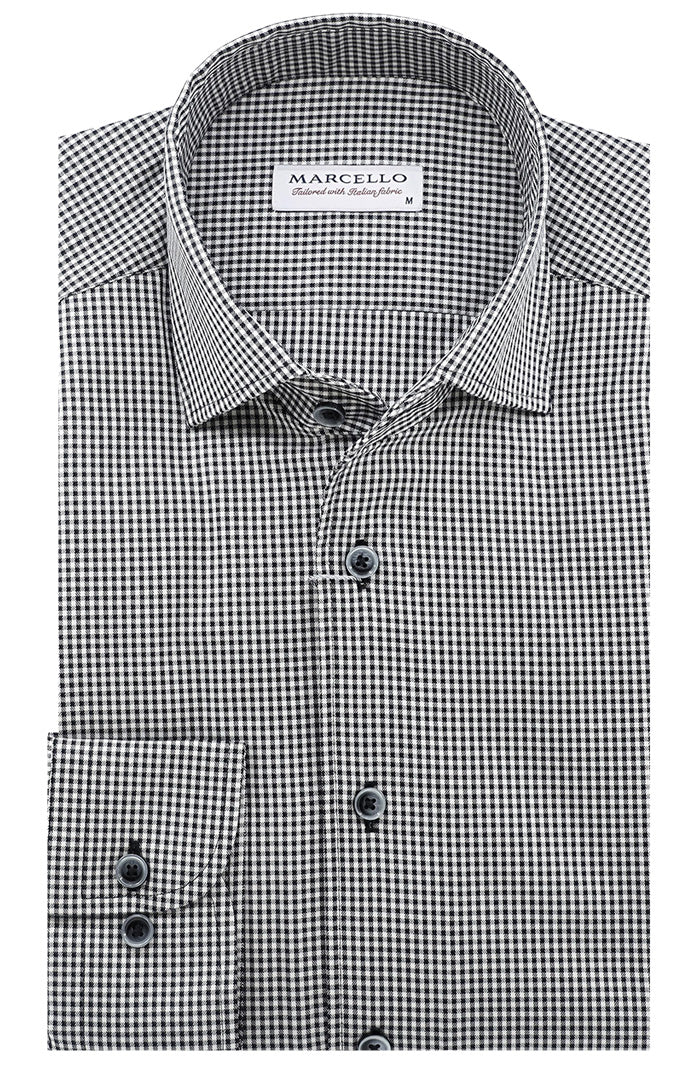 Marcello Long Sleeve Shirt, Black Check