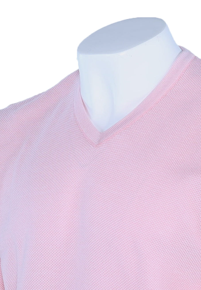 St. Croix Cotton Blend Crystal Stitch Mock V Neck