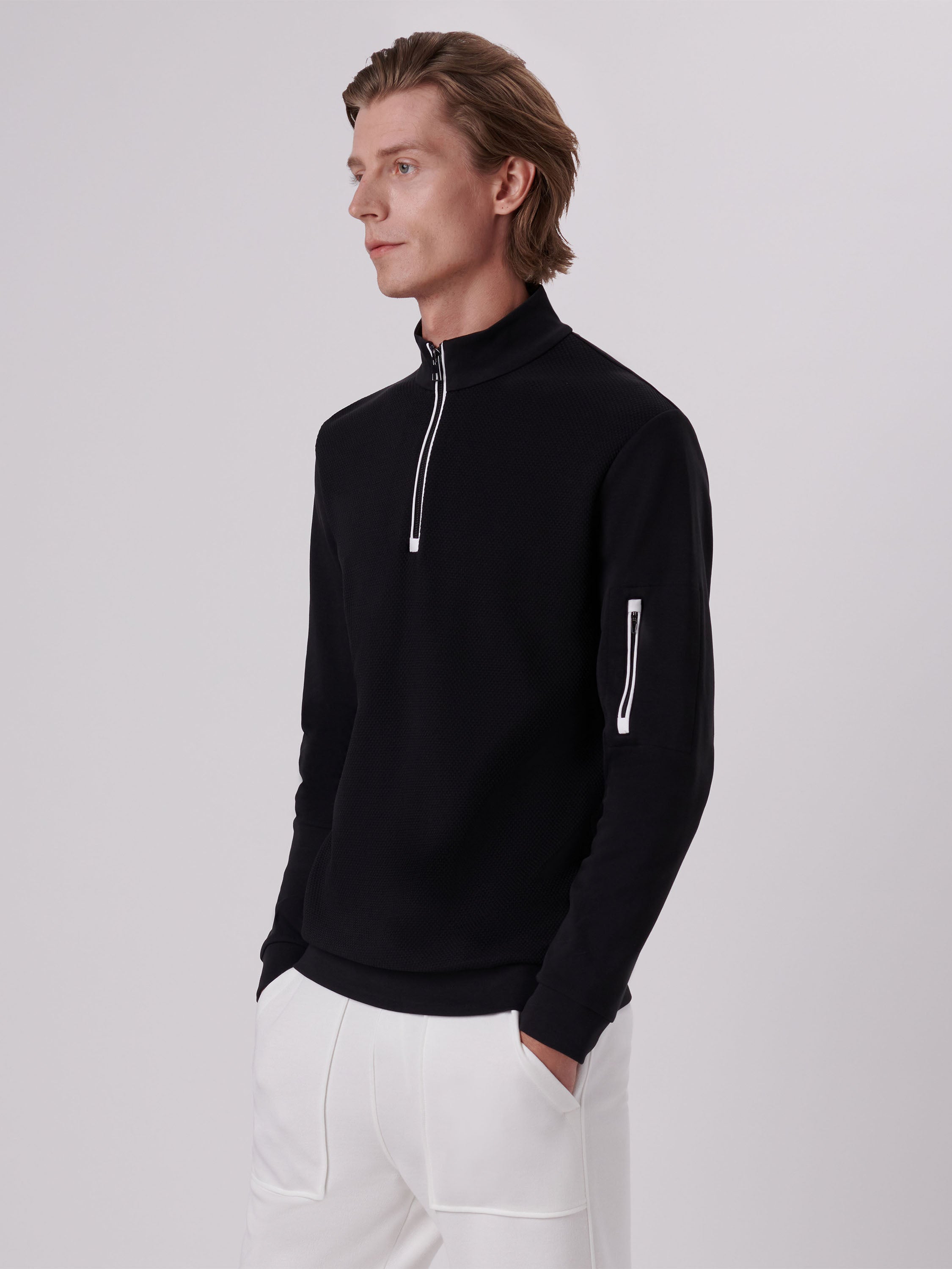 Bugatchi Solid Quarter Zip Sweater