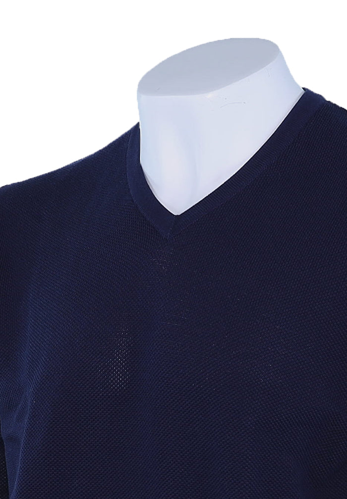 St. Croix Cotton Blend Crystal Stitch Mock V Neck